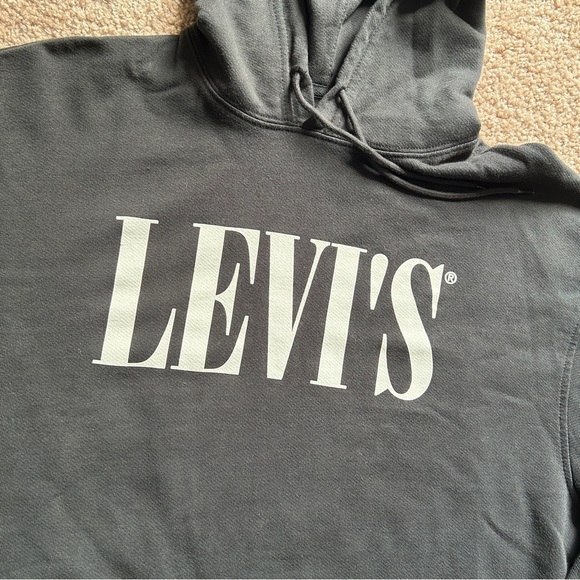 Levi's Relaxed Classic Graphic Black Pullover Hoodie Sweatshirt Size Large - Picture 4 of 13